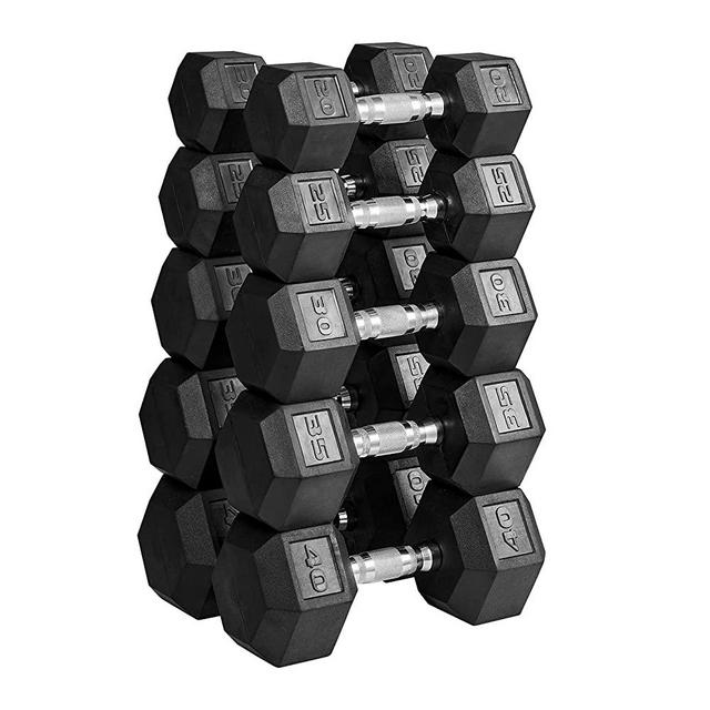 papababe Dumbbell Set Rubber Encased Hex Dumbbell Free Weights Dumbbells Set Home Weight Set