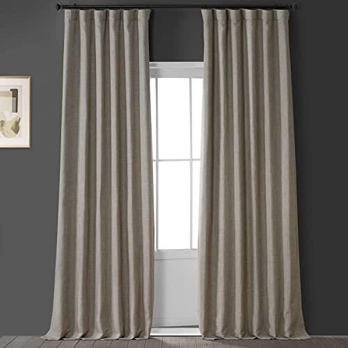 HPD Half Price Drapes BOCH-LN1857-96 Faux Linen Blackout Room Darkening Curtain (1 Panel), 50 X 96, Oatmeal