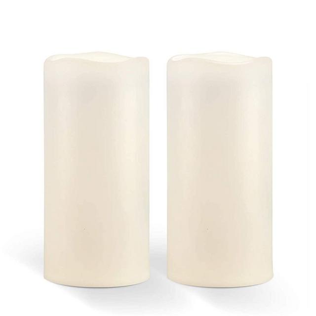 Homemory 8" x 4" Waterproof Outdoor Flameless Candles - Battery Operated Flickering LED Pillar Candles for Indoor Outdoor Lanterns, Long Lasting, Large, Set of 2