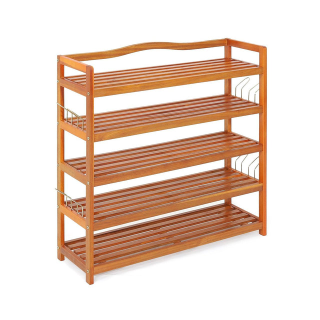 Costway 5-Tier Wood Shoe Rack Freestanding Large Shoe Storage Organizer Heavy-duty