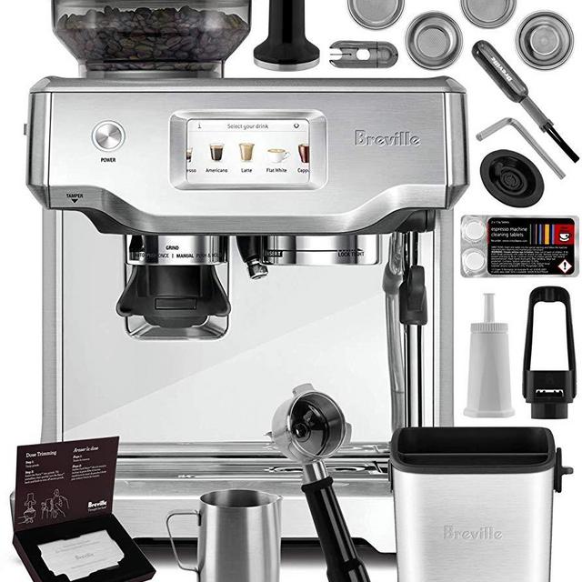 Breville BES880BSS Barista Touch Espresso Machine Brushed Stainless Steel + Manufacturer's Warranty + Knock Box Mini