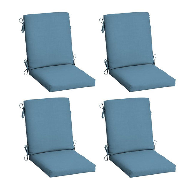 Arden 4-Pack Outdoor Patio Dining Chair Cushion, 20x44, Rain-Proof Seat Pad, Fade-Resistant Outdoor Cushion French Blue Texture
