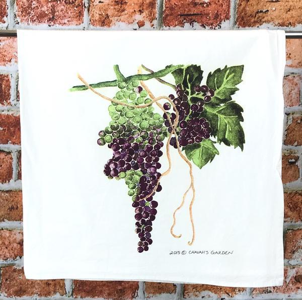 Grapes Flour Sack Tea Towel, "Shane's Grapes," Wine-lover and Foodie Gift