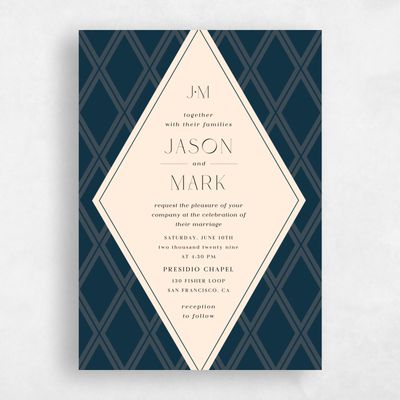 Deepest Teal, Blue Wedding Invitation - Diamant Classic