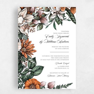 Orange Wedding Invitation - Gardner Bloom