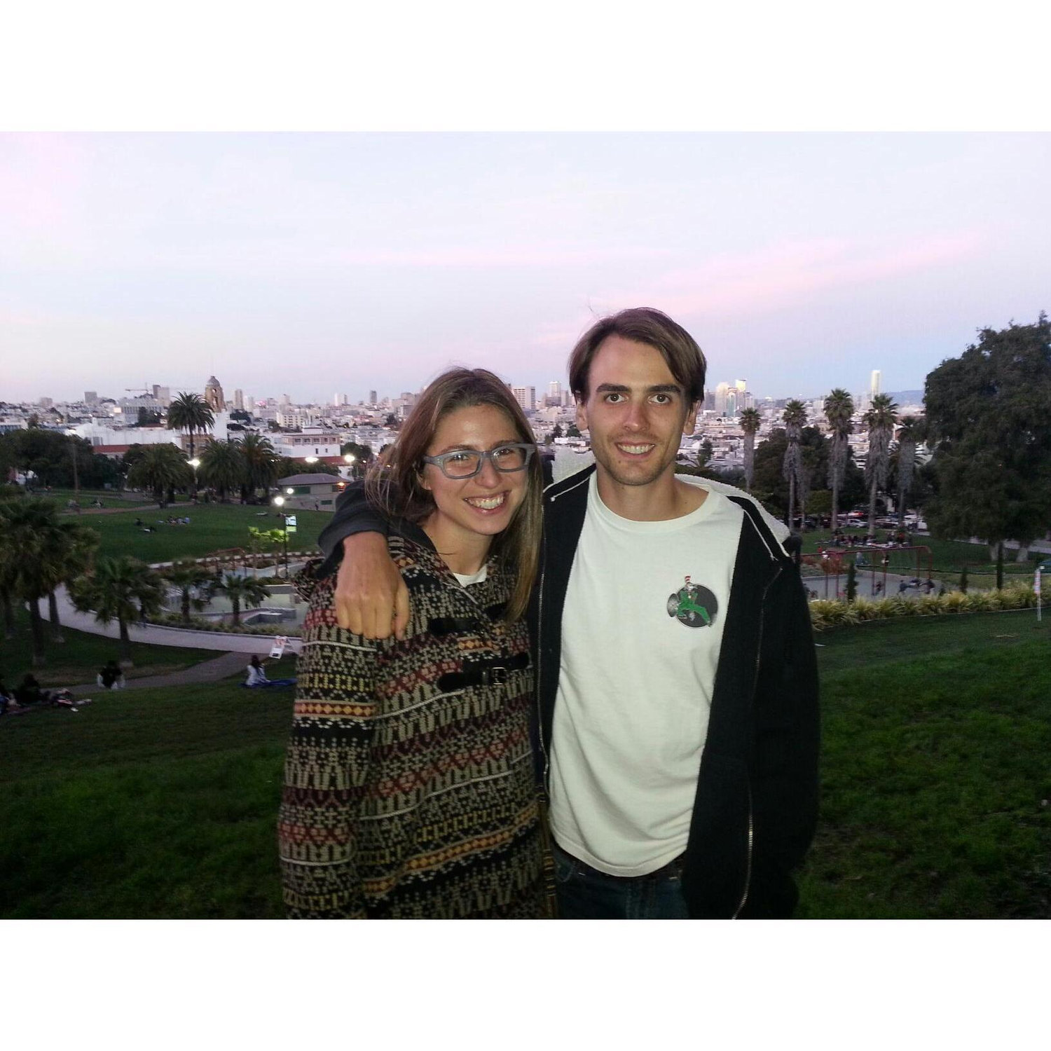 Mission Delores Park, SF, October 2012. This is our first photo together, taken before Britt asked me, "Are you going to talk about growing a mustache, or are you going to grow a mustache?"