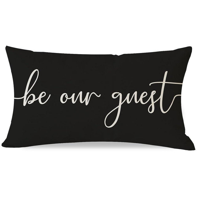 PANDICORN Farmhouse Throw Pillow Cover 12x20 Inch Be Our Guest Pillow Cover Black Decorations Lumbar Decorative Pillow Case for Home Guest Room Bedroom Essentials Couch Sofa Bed Decor