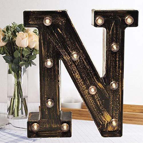 Oycbuzo Golden Black Led Marquee Letter – Industrial, Vintage Style Light Up Alphabet Letter Sign for Cafe Wedding Birthday Party Christmas Lamp Home Bar Initials Decor