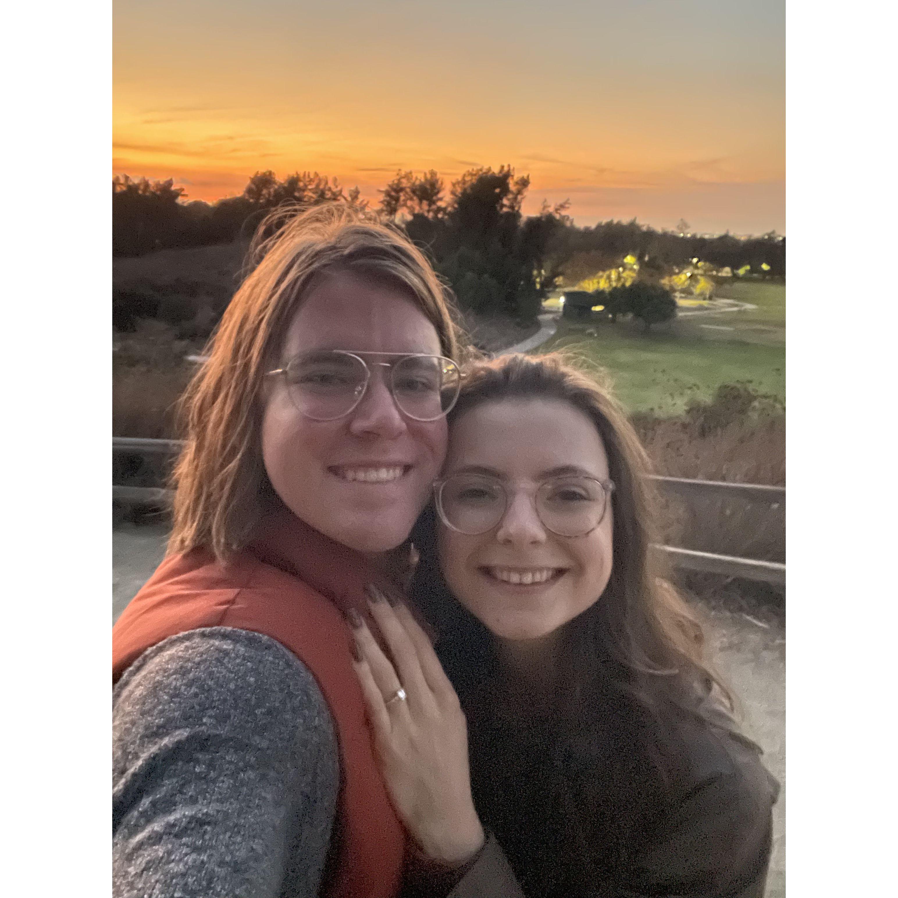 The night we got engaged, watching the sunset.