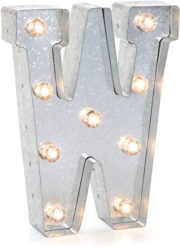Darice Silver Metal Marquee Letter – W - 9.87” Tall, Galvanized Silver Finish