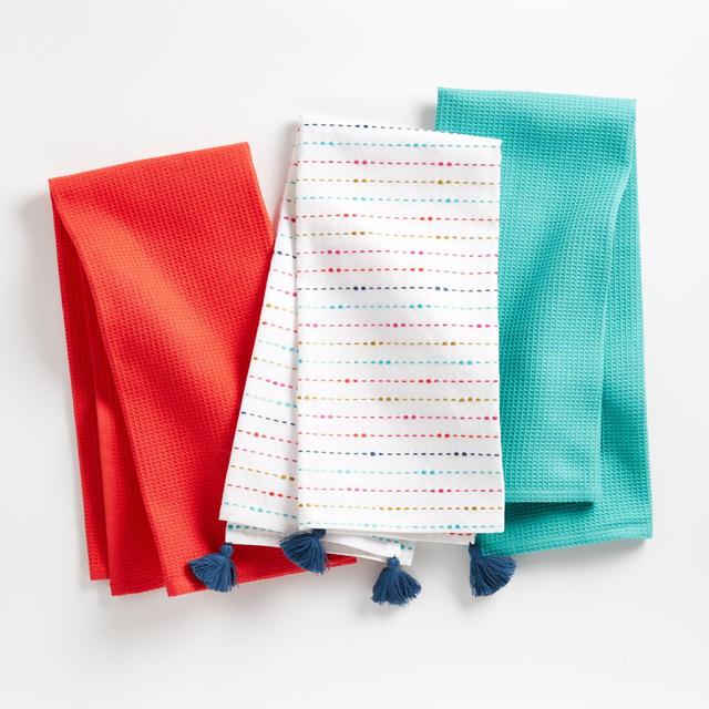Happy Multicolor Dish Towels, Set of 3