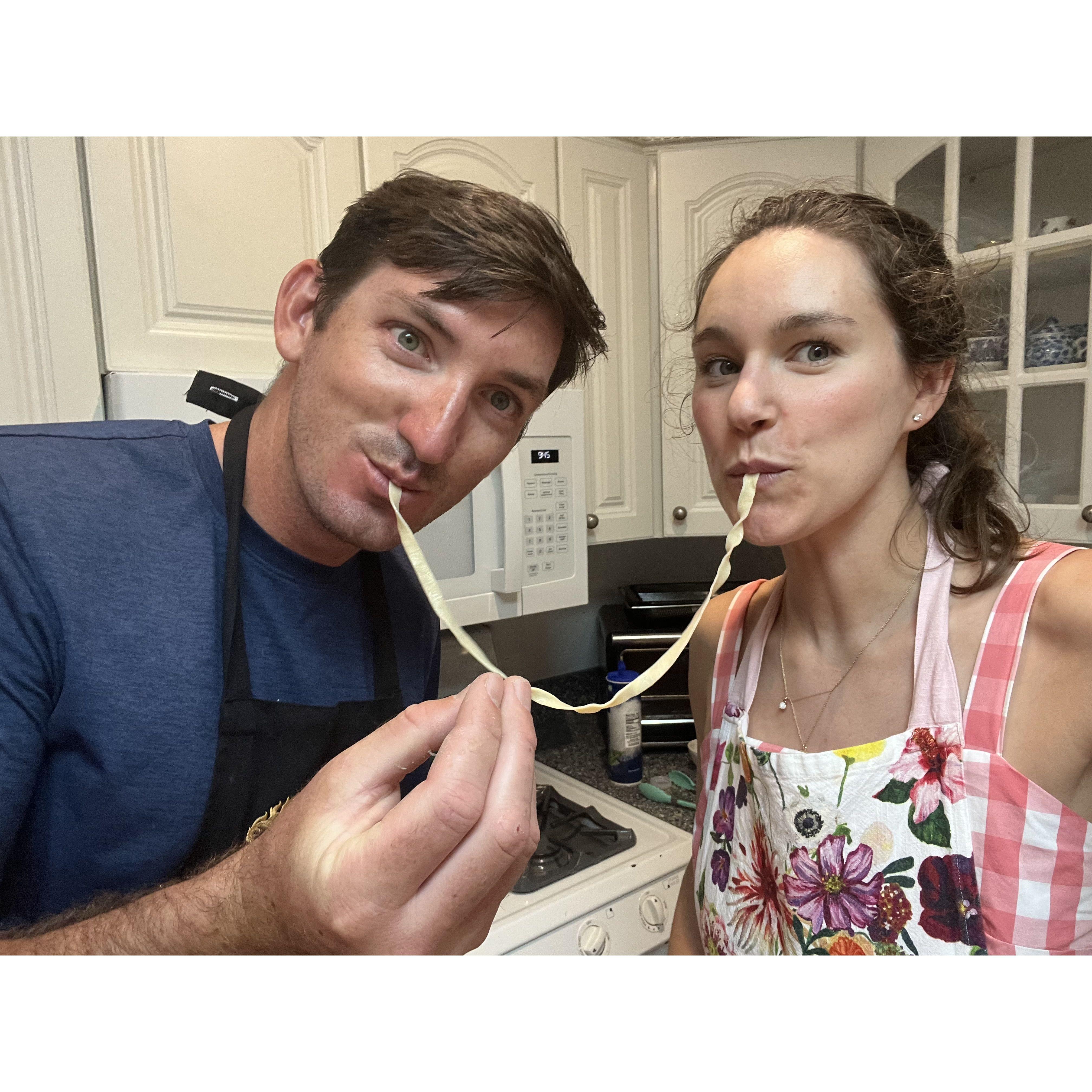 Pasta making at home- a favorite activity
