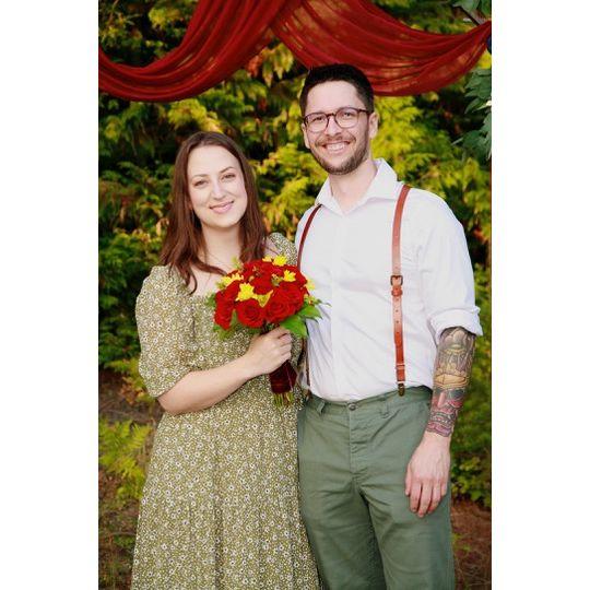 "Tossed" the bouquet at Brad and Rose's wedding