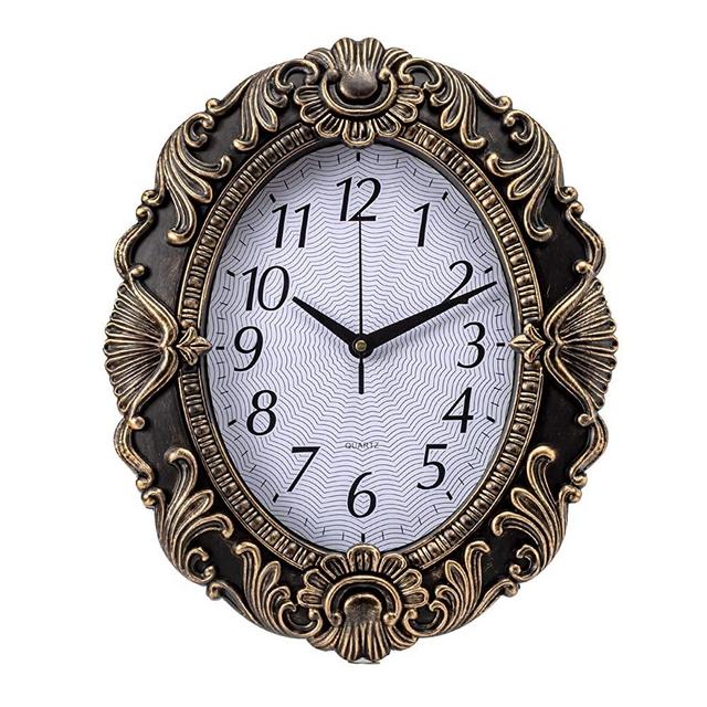 14-Inch Retro Oval Wall Clock, Silent Non-Ticking Home Decor Wall Clock for Home/Office/School, Arabic Numerals