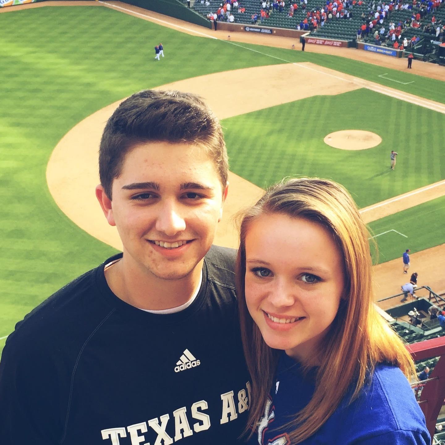 after a few months of dating, jc bought tickets to rangers opening day. madi and jc skipped school to celebrate!