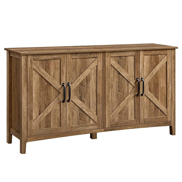 VASAGLE Buffet Cabinet, Sideboard, Credenza, Kitchen Storage Cabinet, with Adjustable Shelves, for Living Room, Entryway, Rustic Walnut ULSC381T41