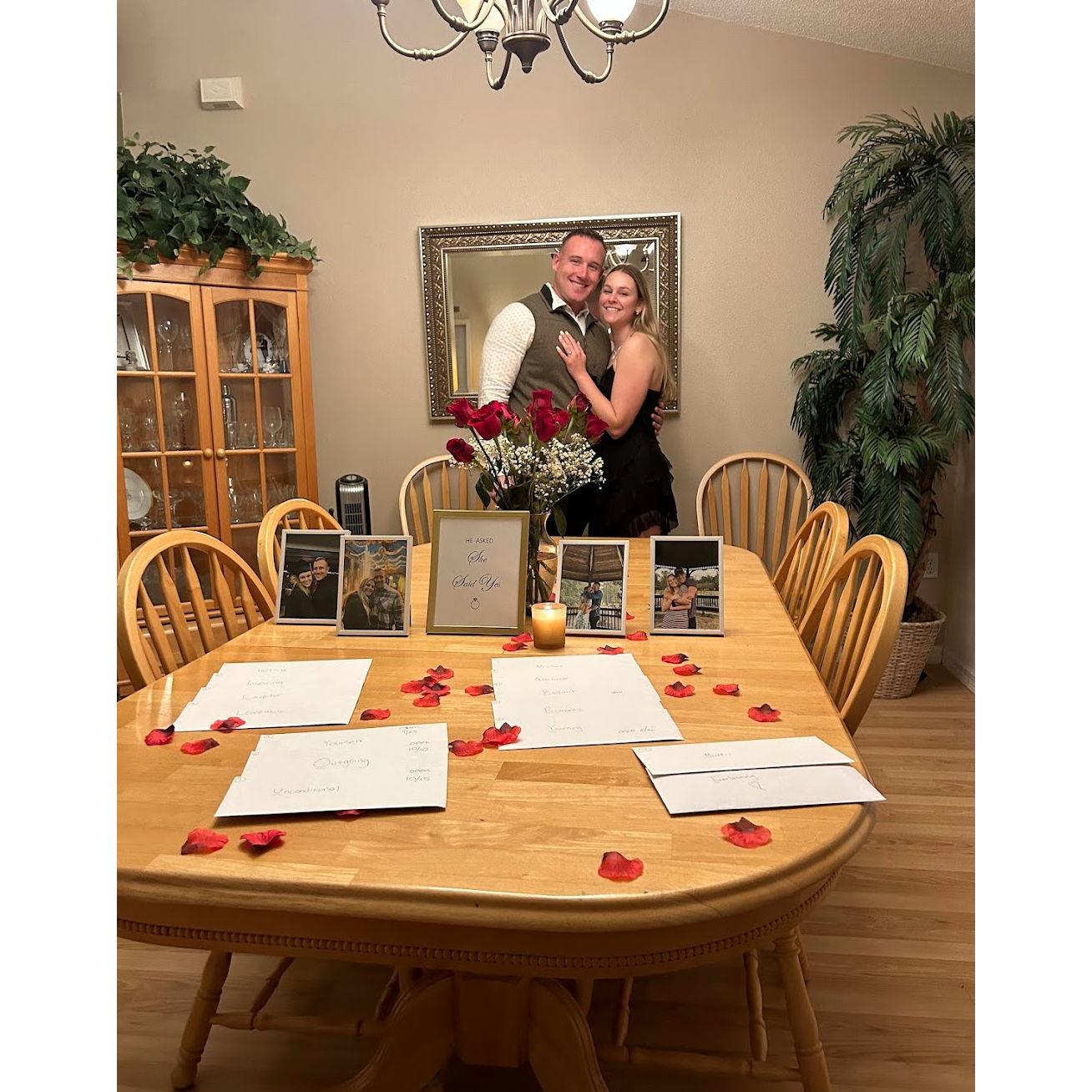 Letters  from Bryson that spell out WILL YOU MARRY ME