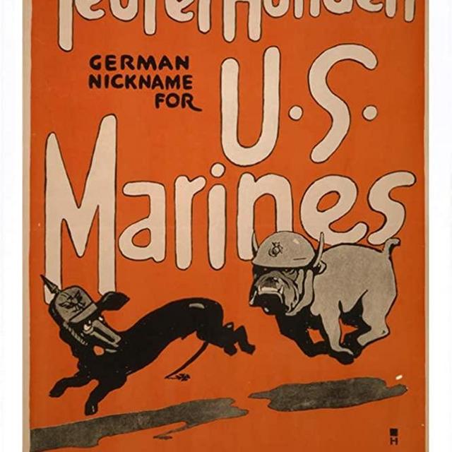 World War I One Tin Sign Metal Poster (reproduction) of Teufel hunden, German nickname for U.S. Marines Devil dog recruiting station, 506 Fifth Street /