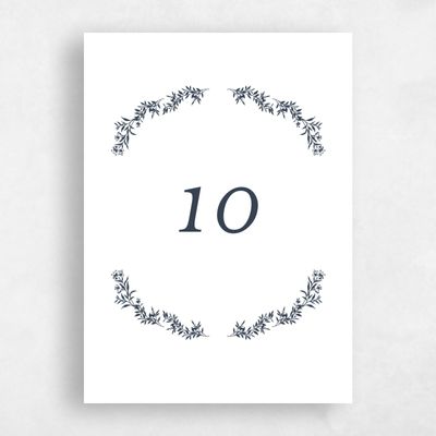 Grayed Navy, White Wedding Table Number - Vienna