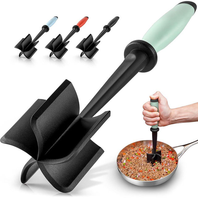 Zulay Ground Beef Chopper Tool Hamburger Smasher Tool - Meat Chopper for Ground Beef - Ground Meat Smasher - Ground Meat Chopper - Ground Beef Masher - Heat Resistant Food Grade Nylon - Mint