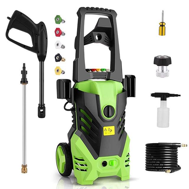Homdox Electric Pressure Washer,2950PSI Electric Power Washer 1800W 1.7GPM High Pressure Washer with Hose, Best for Cleaning Cars Houses Driveways Fences Patios Garden (Green)