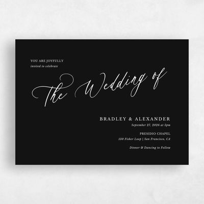 Black Wedding Invitation - Andros Landscape