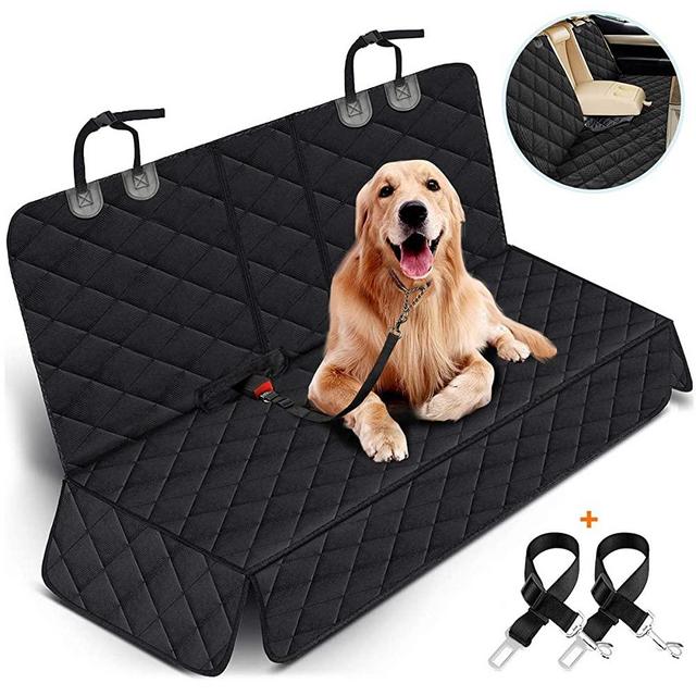Yuntec Dog Car Seat Cover, Dog Seat Cover for Back Seat Car Seat Protector for Dogs Pets Waterproof Pet Seat Cover with 2 Dog Seat Belts, Non-Slip Bench Seat Covers Armrest for Cars Trucks SUVs