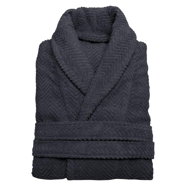 Herringbone Weave Unisex Bathrobe Gray L/XL - Linum Home