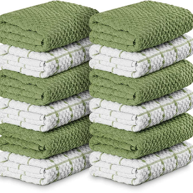 Utopia Towels Kitchen Towels [12 Pack], 15 x 25 Inches, 100% Ring Spun Cotton Super Soft and Absorbent Linen Dish Towels, Tea Towels and Bar Towels Set (Sage Green)