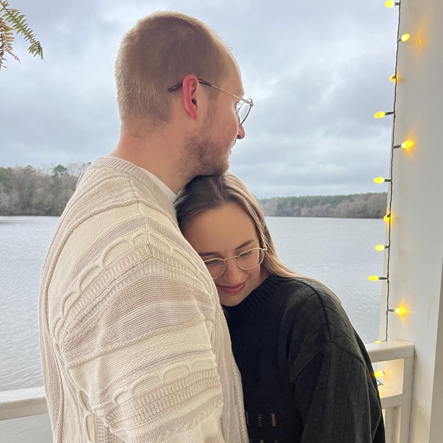 A perfect moment. Sam and Belle celebrate their engagement at Bass Lake!