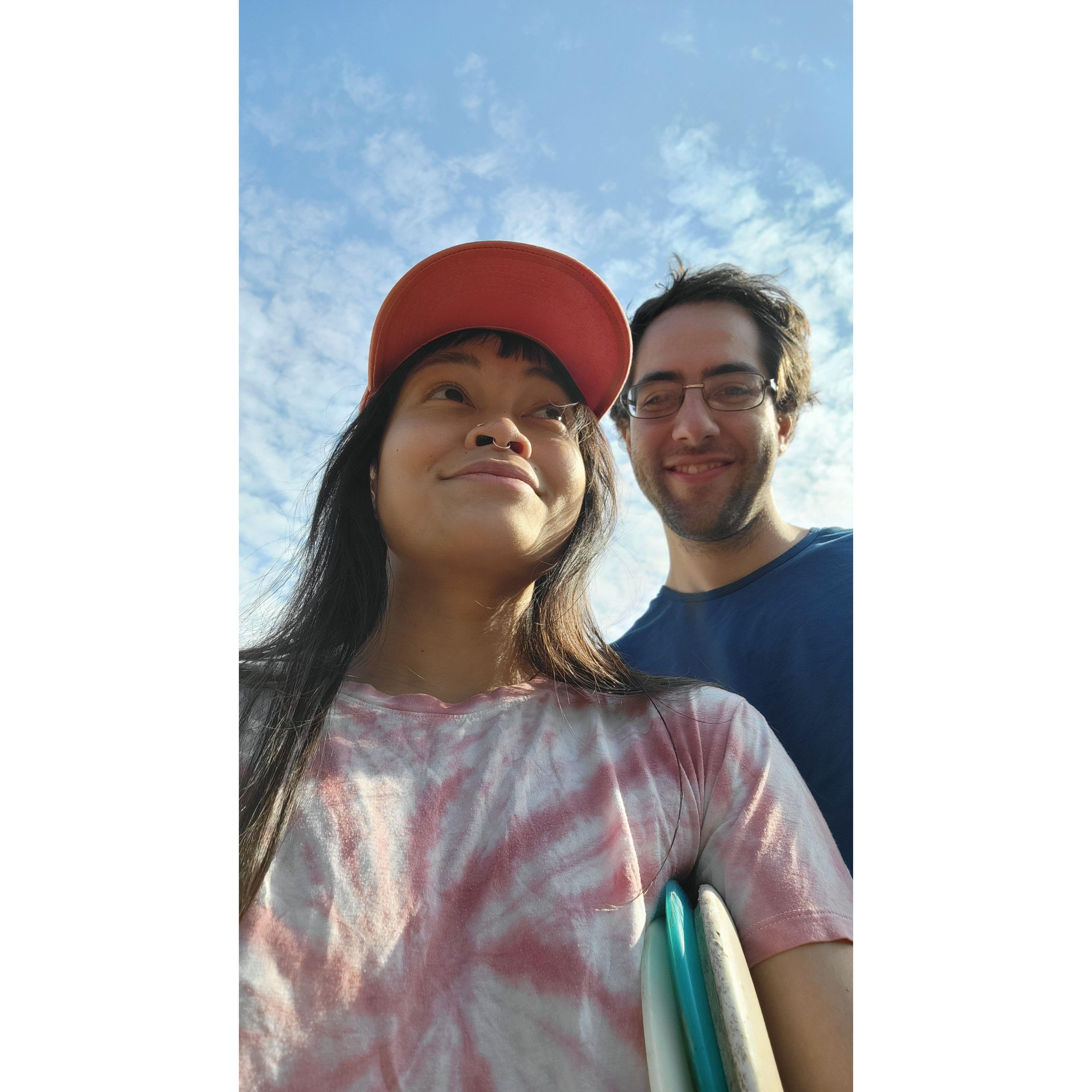 out on a frisbee golf date, 2021