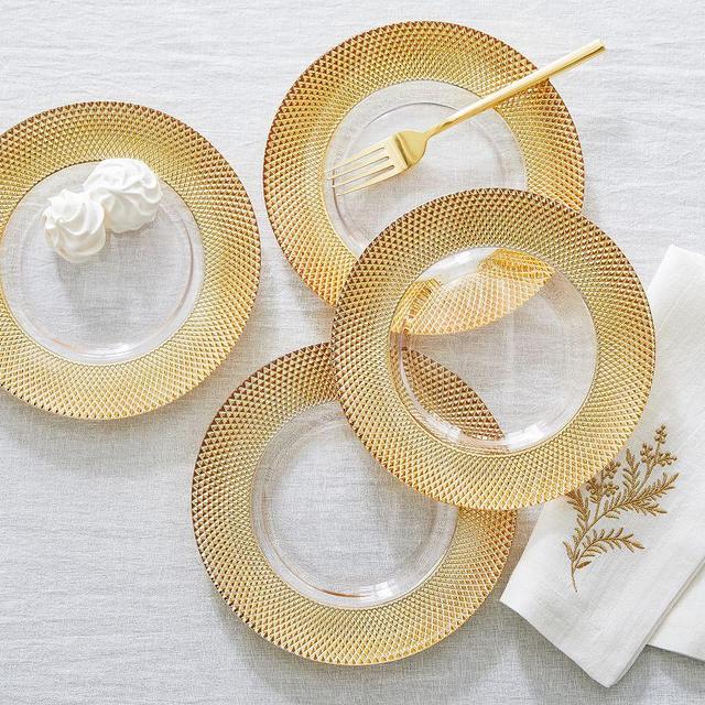 Monique Lhuillier Melrose Glass Salad Plates, Set of 4 - Gold