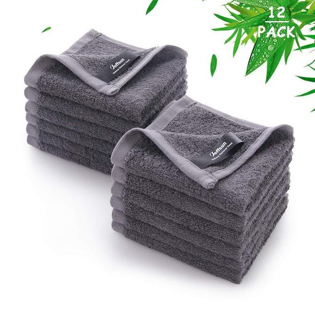 Bamboo Washcloths, Wash Cloths for Women Makeup Remover, Newborn Bath Face Towel, Natural Reusable Soft Absorbent Face Towels for Sensitive Skin - Baby, Adult and Infant - 12 pack - 10" x 10"