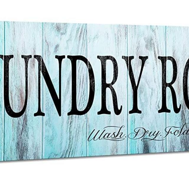 Home Artwork - Laundry Room Sign Wall Decor Canvas Wall Art Prints for Rustic Laundry Rules 1 piece size 6x17inch
