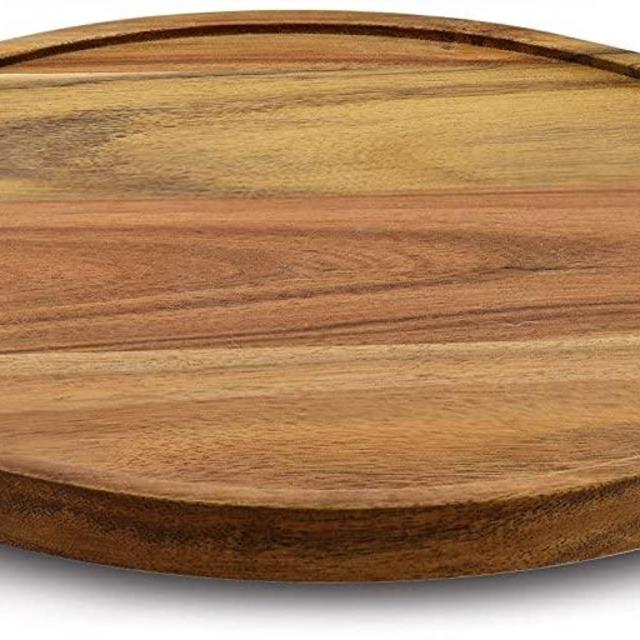 9" Acacia Wood Lazy Susan Organizer Kitchen Turntable for Cabinet Pantry Table Organization