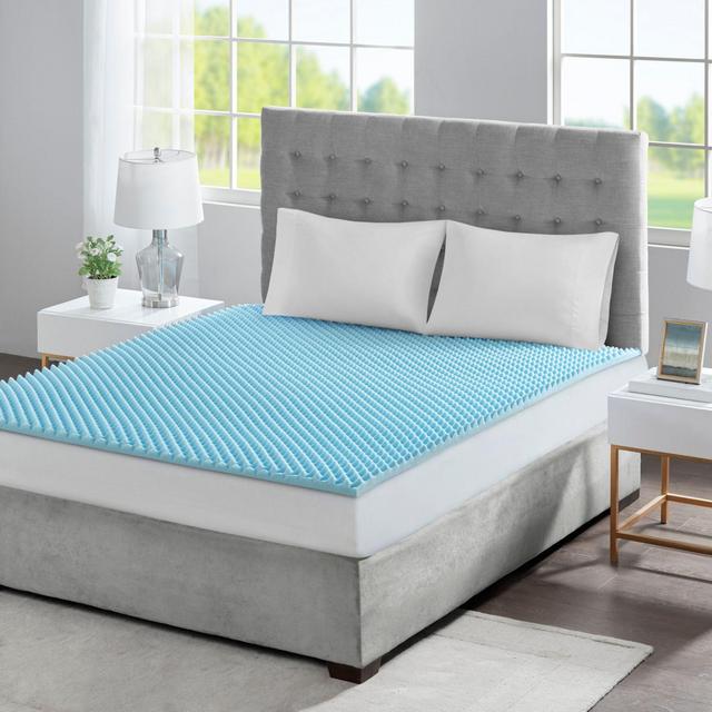 Sleep Philosophy Flexapedic 1.5-Inch Gel Memory Foam Queen Mattress Topper in Blue