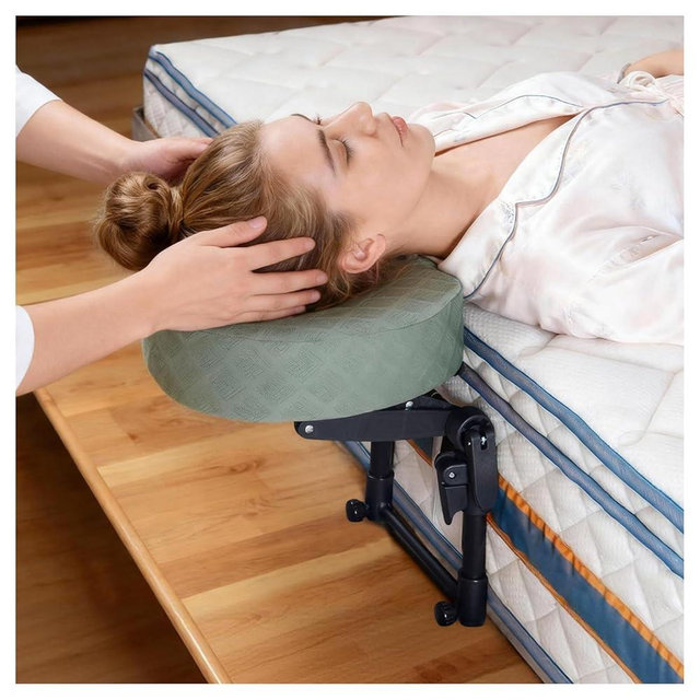 Veuverig Massage Headrest for Bed,Adjustable Face Down Pillow After Eye Surgery Vitrectomy,Massage Head Rest for Bed at Home Mattress,Portable Massage Pillow Face Cradle (Black,6-17IN)