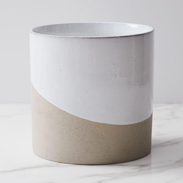 Pure Slope Planter, Concrete & Ceramic, Large, White