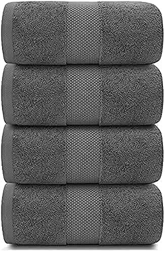 White Classic Luxury Bath Towels Large - Cotton Hotel spa Bathroom Towel | 30x56 (Grey, 4)
