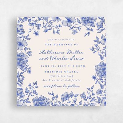 Cornflower Blue Wedding Invitation - Sogno Square