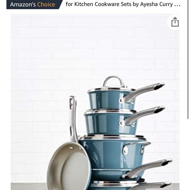 Amazon - Ayesha Curry Home Collection Cookware Set, 12 piece in Twighlight Teal