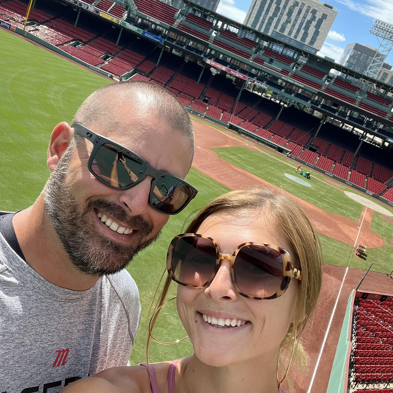 Courtney says she hopes the way his eyes lit up walking into Fenway is the same way they light up when she is walking down the aisle.