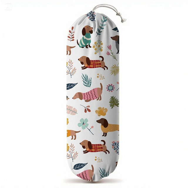 zukmvuh Plastic Bag Holder, Grocery Bag Organizer Storage, Kitchen Dispenser Holders Reusable Shopping with Free Adjustment Drawstring Closure for Home Kitchen Decor, Dachshund