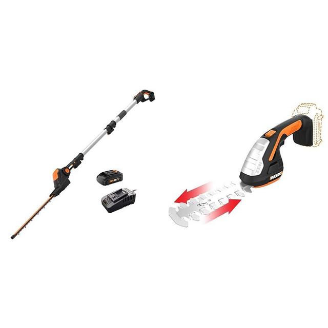 WORX 20V Power Share Cordless Hedge Trimmer & Shrubber Trimmer Bundle