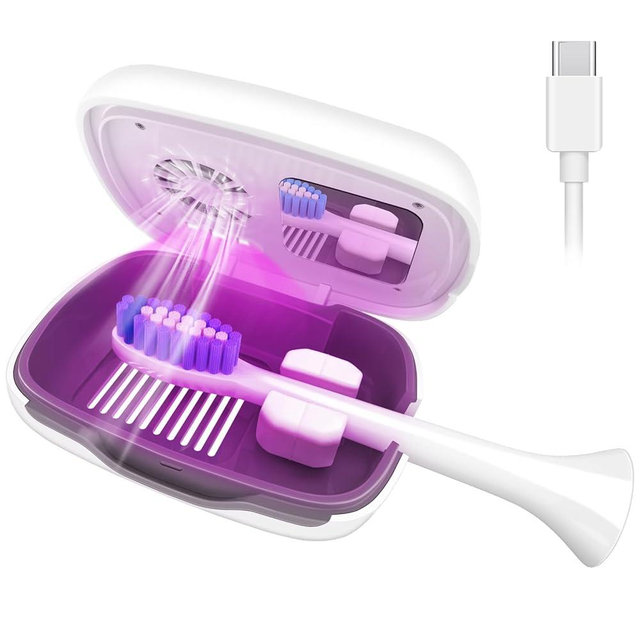 Toothbrush Covers Case and Holder with Light,Toothbrush San itizer Cover with Holder, Rechargeable Portable Toothbrush Cleaner Case, Toothbrush Box Fan with Dryer