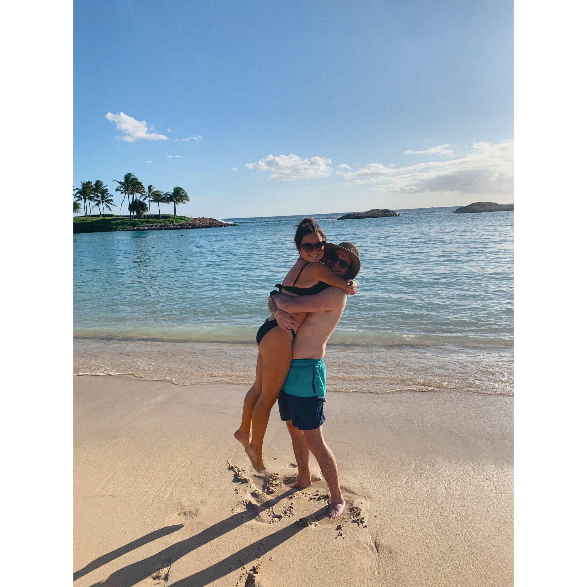 Catching some rays in Hawaii (furthest we have traveled together)
