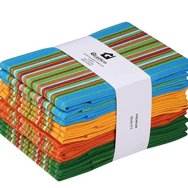 [20"x30", 12 Pack] Premium Kitchen Towels and Dishcloths Sets, Cotton Dish Towels for Kitchen, Multi Color Dish Cloths for Washing Dishes, Hand Towels for Kitchen, Tea Towels & Bar Mops for Kitchen