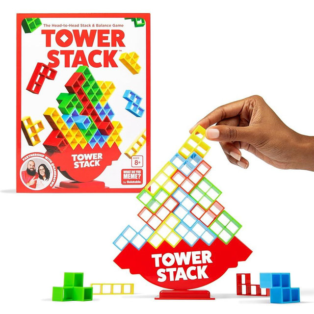 WHAT DO YOU MEME? Tower Stack - Head to Head Stacking Game by Relatable, Games for Kids 8+, Board Games for Family Night, Great Easter Basket Stuffers for Kids