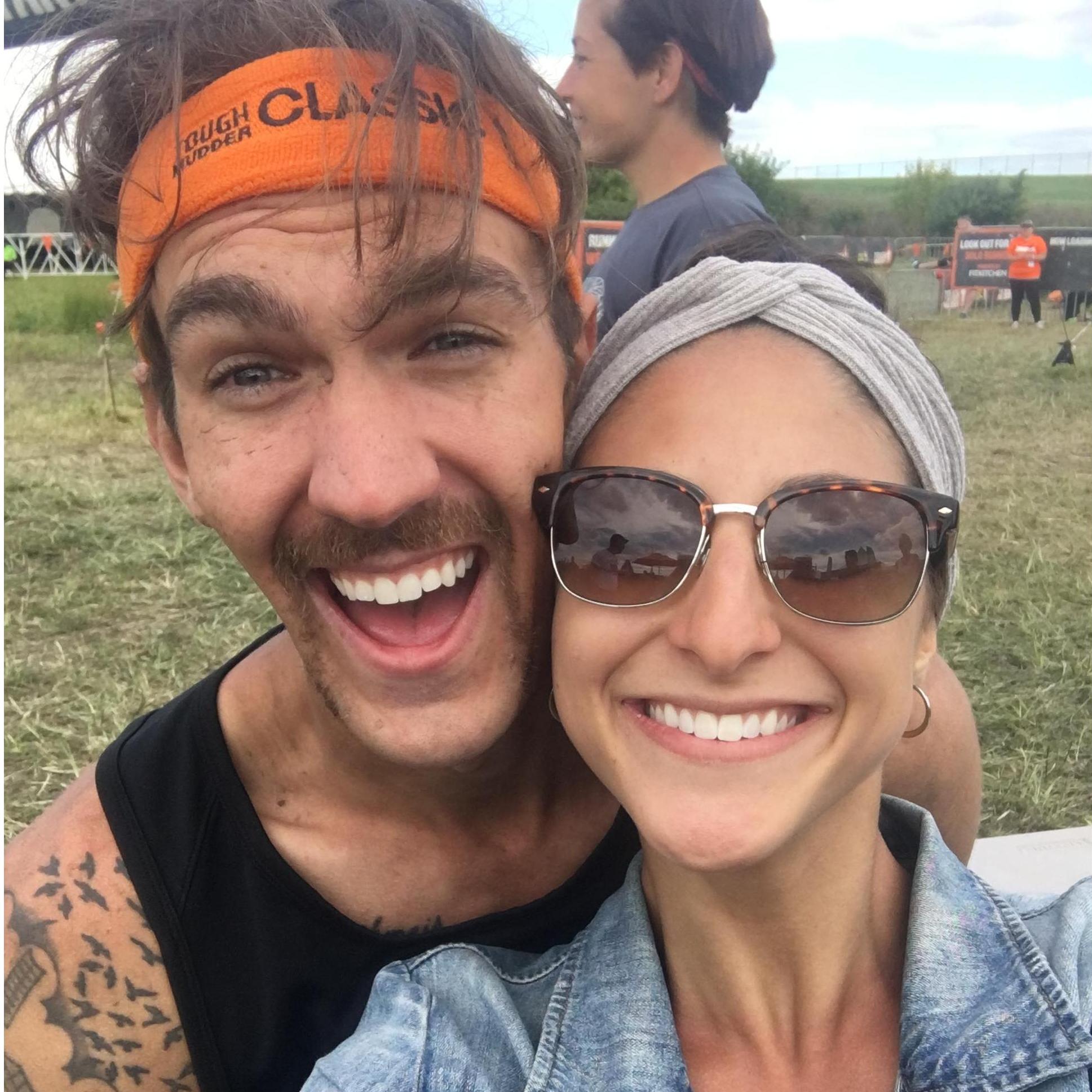 All excited after nick completed the Tough Mudder.
