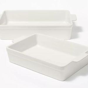 2pc Stoneware Rectangle Baking Dish Set Cream - Figmint™: Bakeware, Kitchen Essentials, Freezer & Microwave Safe